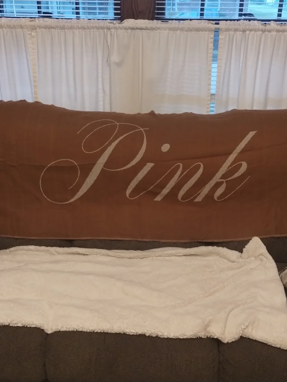 Victoria's Secret PINK Victoria's Secret Cozy Brown Sherpa Throw Blanket